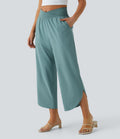 Breezeful™ - Pantalon croisé plissé taille haute et poches latérales