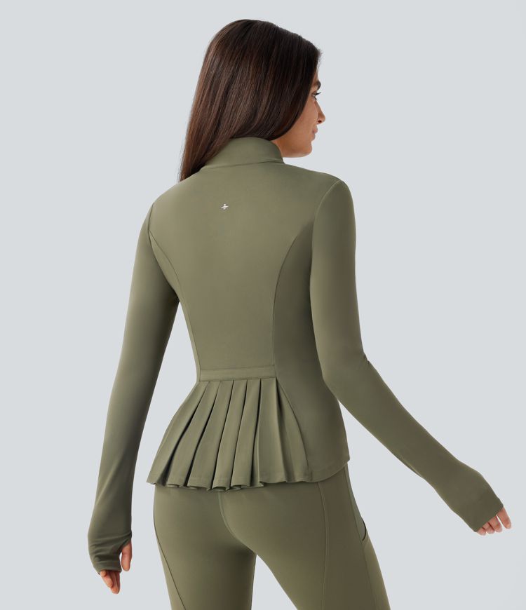 ColaSoft™ - Veste slim d'équitation à col montant, manches avec trou pour le pouce et zip plissé
