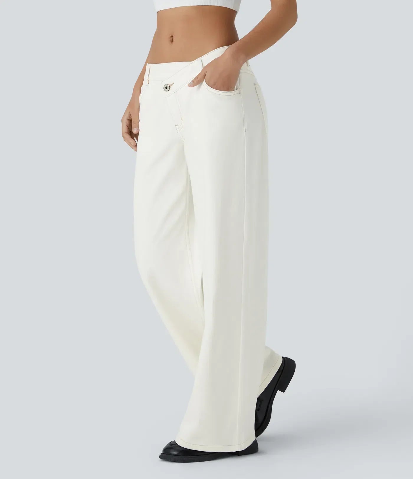 ColaFlex™ Low X - Jean taille basse avec fermeture bouton et zip, poches multiples à jambe large