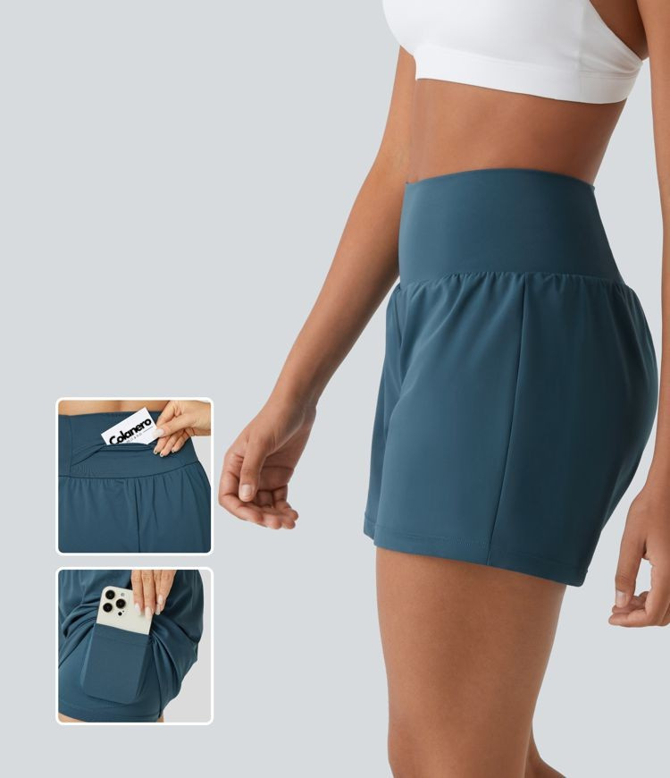 ColaShorts™ - Short de yoga 2 en 1 taille haute avec poche arrière et poche latérale