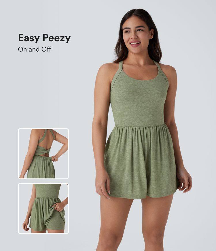 ColaBody™ - Body de vacances 2 en 1 dos nu et torsadé avec poches latérales - Easy Peezy Edition