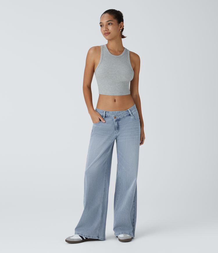 ColaFlex™ Low X - Jean taille basse avec fermeture bouton et zip, poches multiples à jambe large