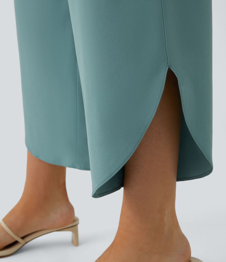 Breezeful™ - Pantalon croisé plissé taille haute et poches latérales