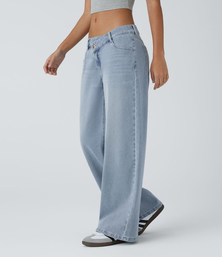 ColaFlex™ Low X - Jean taille basse avec fermeture bouton et zip, poches multiples à jambe large