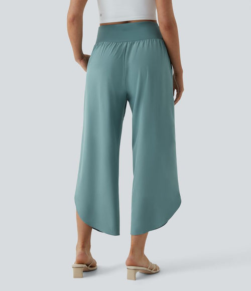 Breezeful™ - Pantalon croisé plissé taille haute et poches latérales
