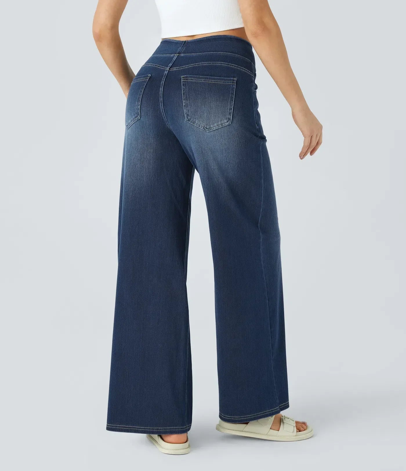 ColaFlex™ Jean décontracté taille haute, poches multiples et jambe large