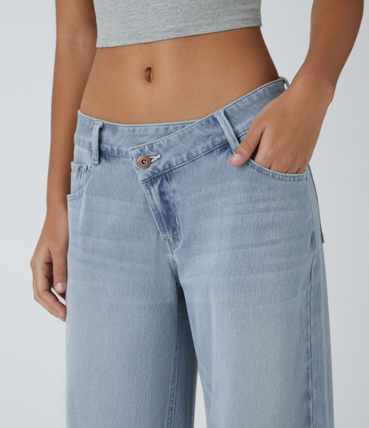 ColaFlex™ Low X - Jean taille basse avec fermeture bouton et zip, poches multiples à jambe large