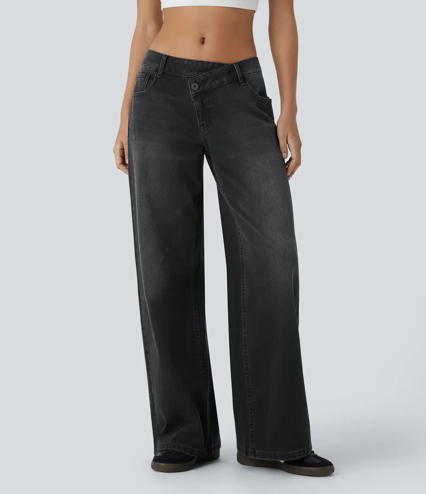 ColaFlex™ Low X - Jean taille basse avec fermeture bouton et zip, poches multiples à jambe large