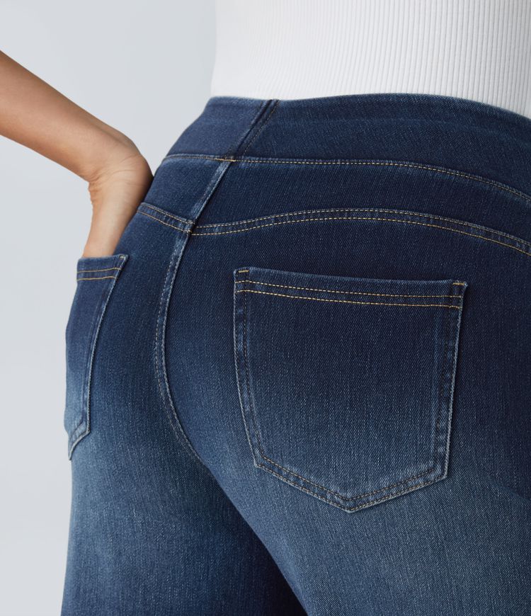 ColaFlex™ Jean décontracté taille haute, poches multiples et jambe large