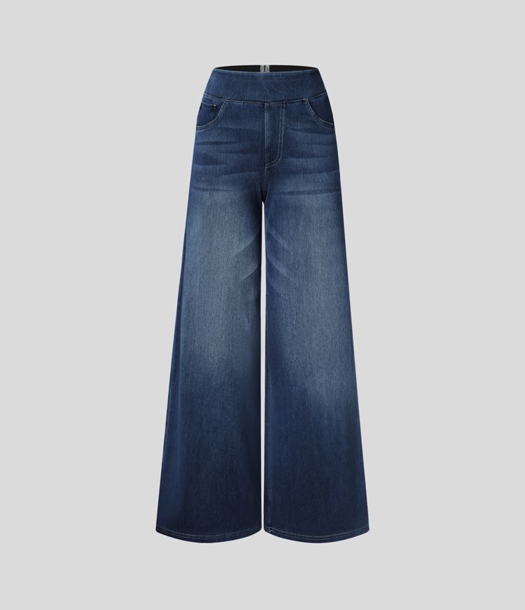 ColaFlex™ Jean décontracté taille haute, poches multiples et jambe large