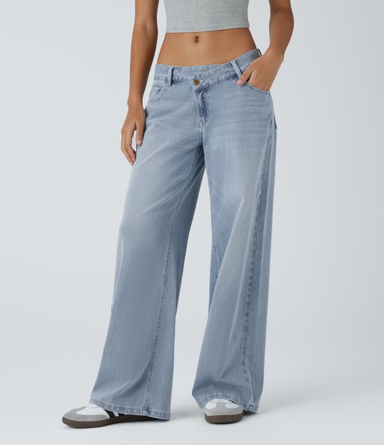 ColaFlex™ Low X - Jean taille basse avec fermeture bouton et zip, poches multiples à jambe large
