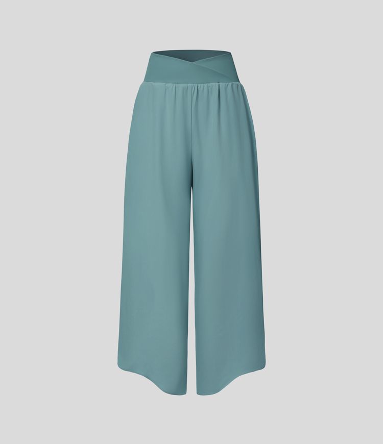 Breezeful™ - Pantalon croisé plissé taille haute et poches latérales