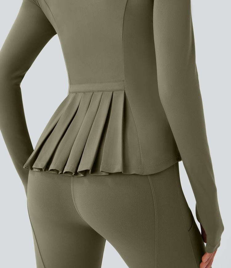 ColaSoft™ - Veste slim d'équitation à col montant, manches avec trou pour le pouce et zip plissé