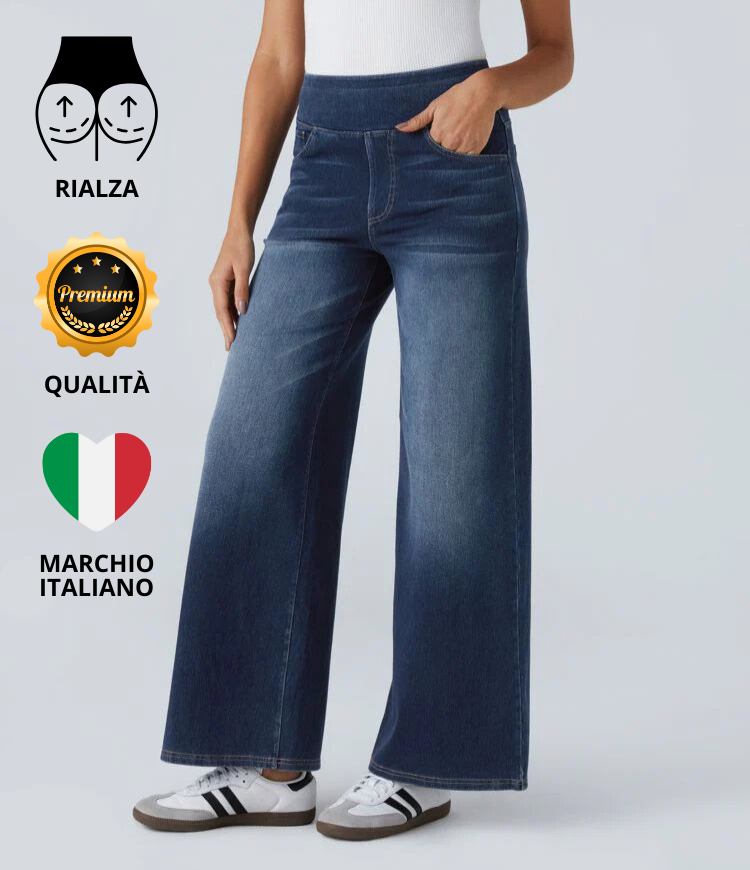 ColaFlex™ Jean décontracté taille haute, poches multiples et jambe large