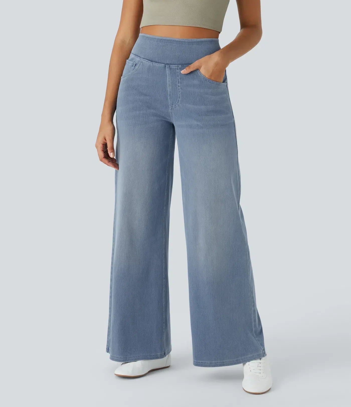 ColaFlex™ Jean décontracté taille haute, poches multiples et jambe large