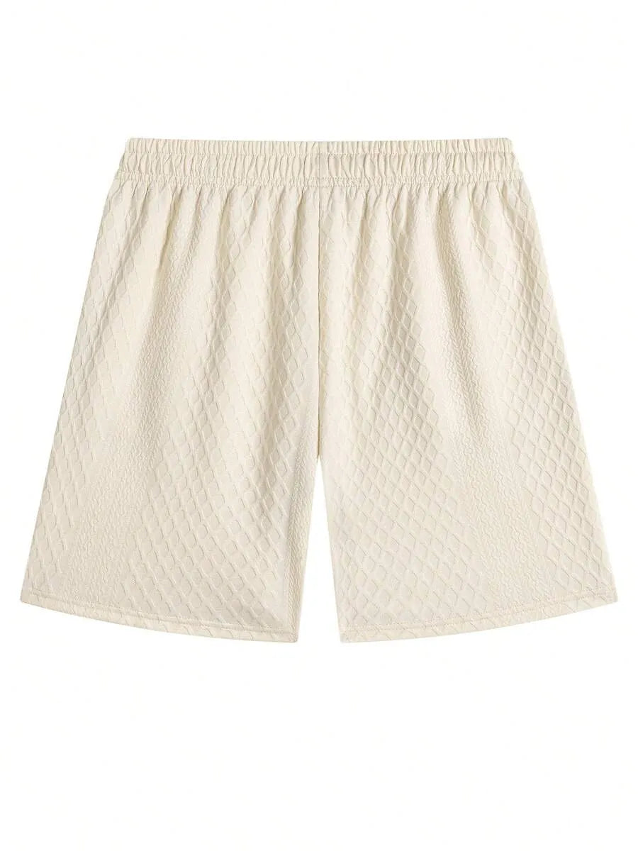 Ensemble athleisure pour homme, style décontracté pour le quotidien, les trajets et la maison, en tissu polyester respirant, couleur unie, motif diamant, polyvalent et sportif