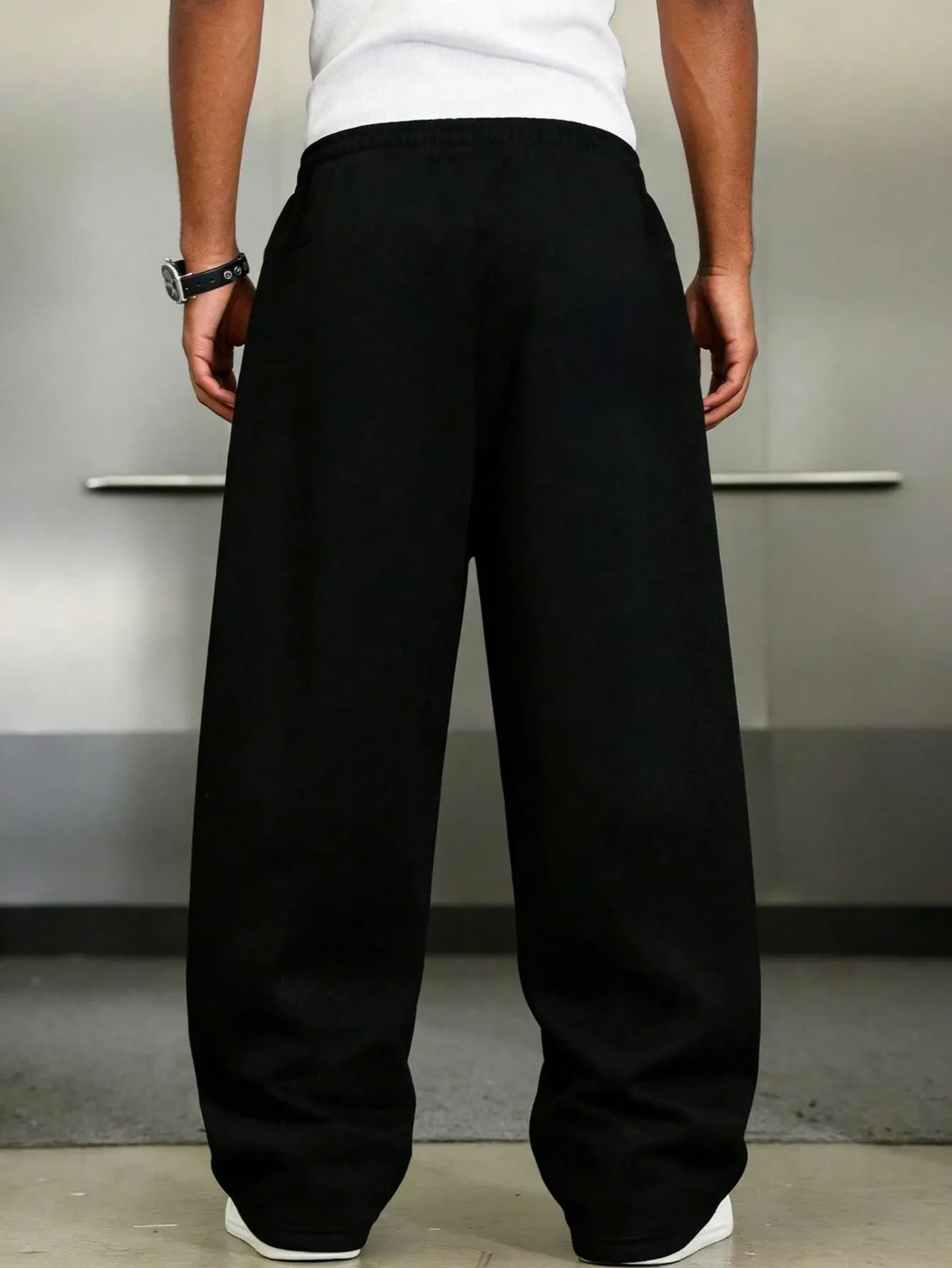 Pantalons Noir de survêtement décontractés coupe ample pour hommes