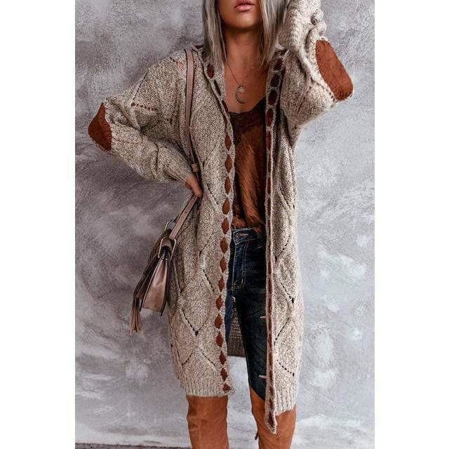 Cardigan long ample à capuche